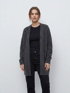 Zara Oversized Open-Front Gray Cardigan | Size Medium